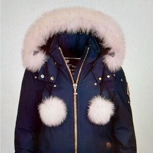 Women's Navy Blue Parka with FOX Fur Trim